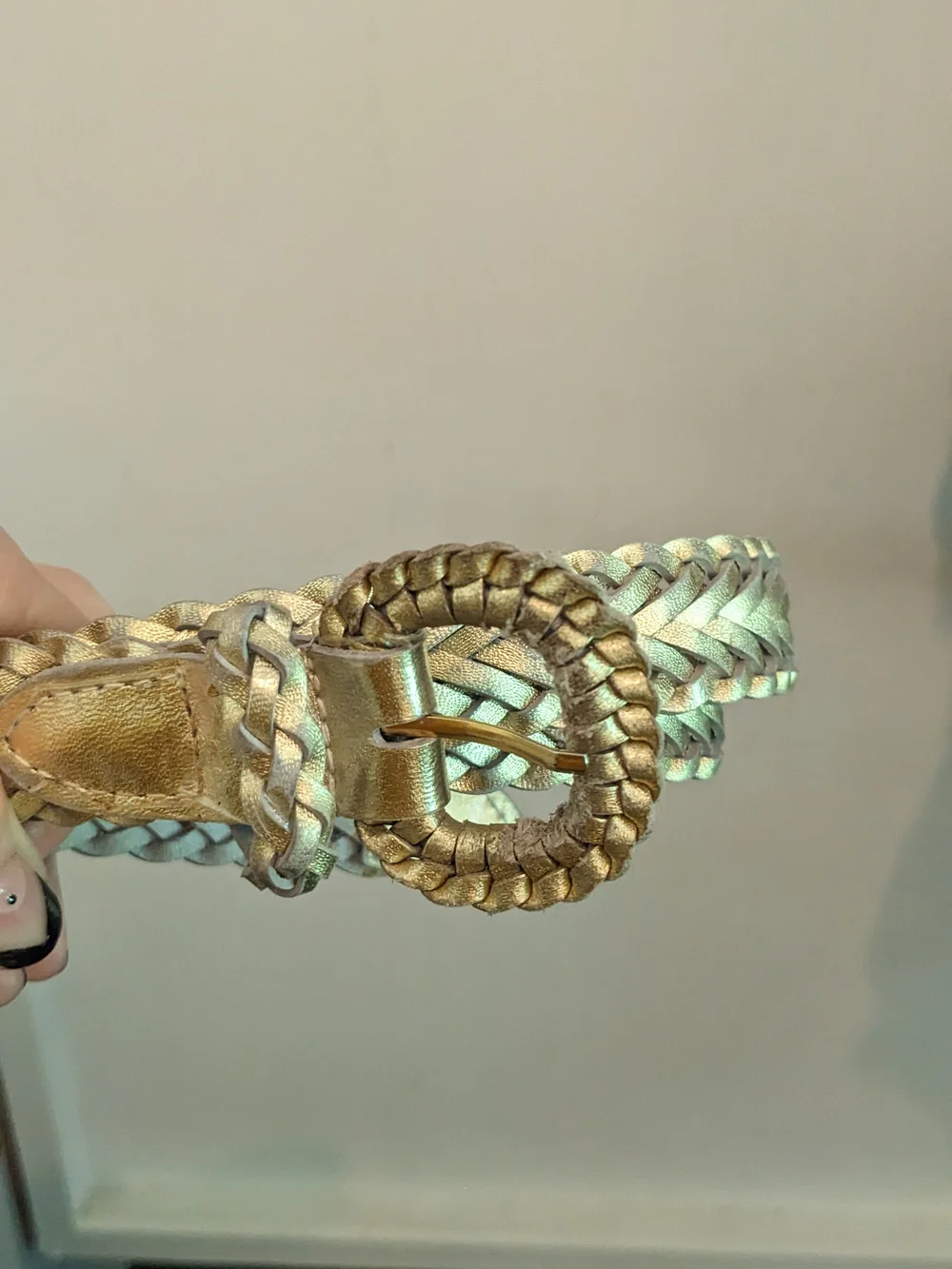 Leather Woven Metallic Gold Women’s Belt Quiet Luxury Rich Girl